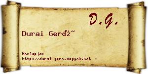 Durai Gerő névjegykártya